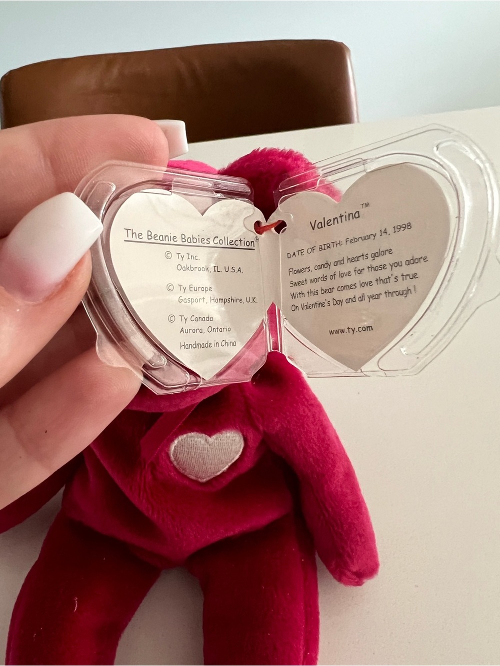 Ty Beanie Baby Plush Bear - “Valentina” - Picture 4 of 5